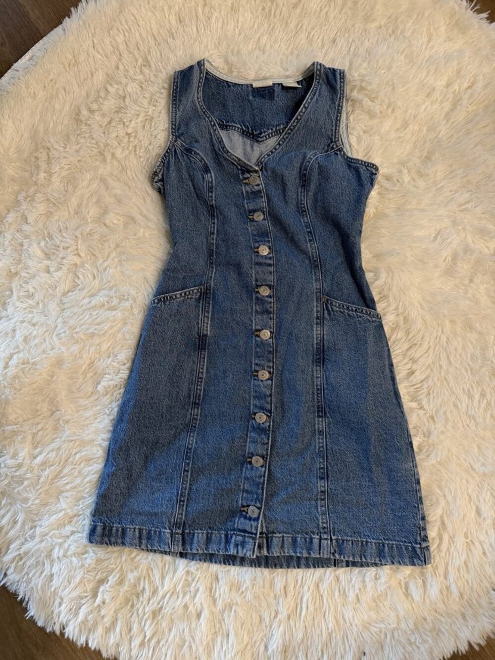 Levi's Sleeveless Denim Button-Front Mini Dress - Women's XS - Medium Wash